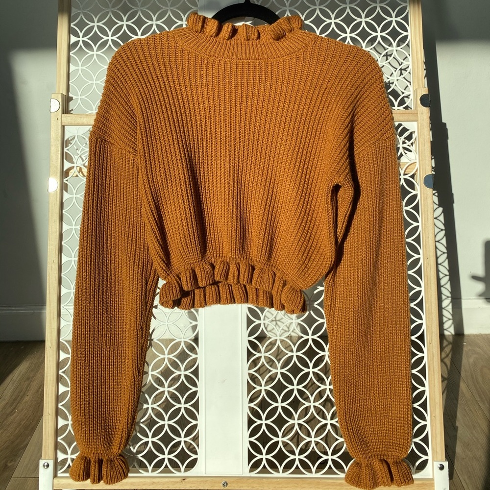 Large fashion nova camel cable knit sweater